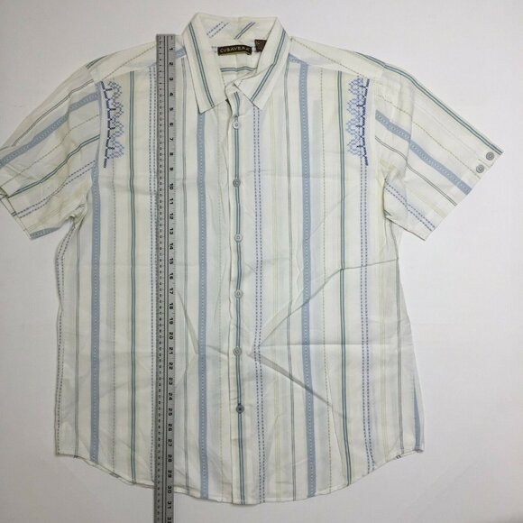 Cubavera Men's Button Up Short Sleeve Collared Shirt White Striped Size XL - Picture 8 of 10